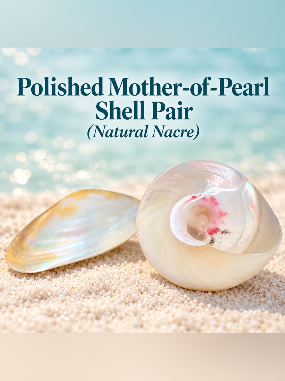 Polished Mother-of-Pearl Shell Pair (Natural Nacre) ✨